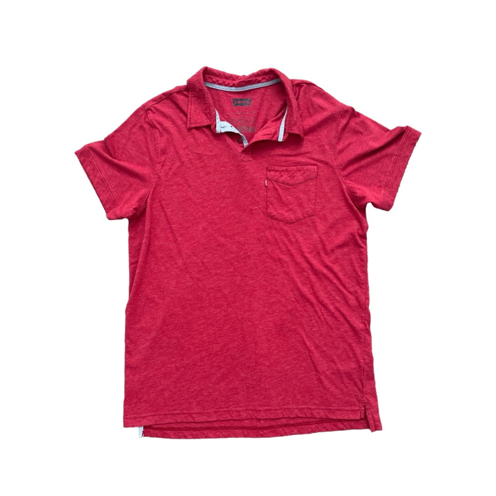 Levi's Men's Polo Shirt Red and Gray Size Large